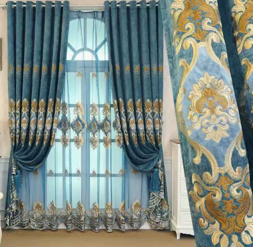 Chenille Embroidered Blackout Curtains