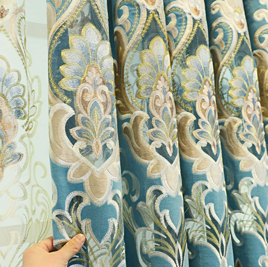 Chenille Cashmere Embroidered Blackout Curtains