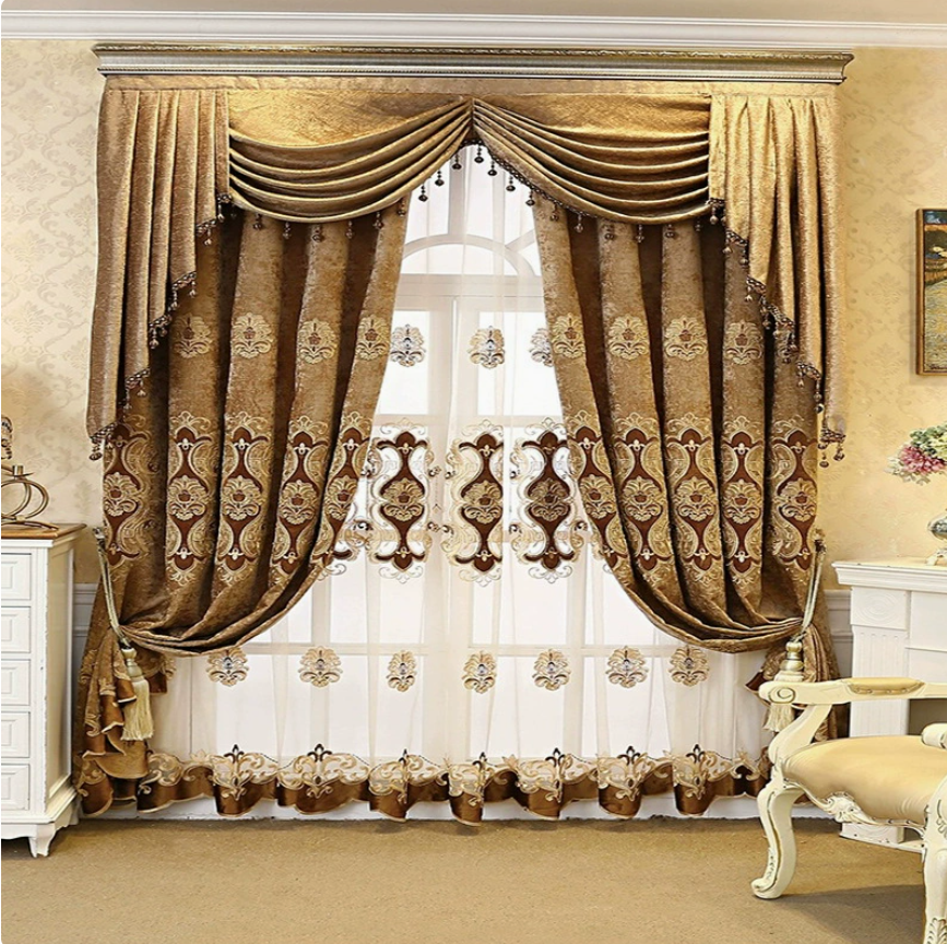 Luxury Chenille Embroidered Sheer Curtain