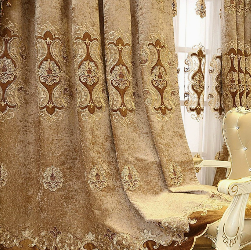 Luxury Chenille Embroidered Sheer Curtain