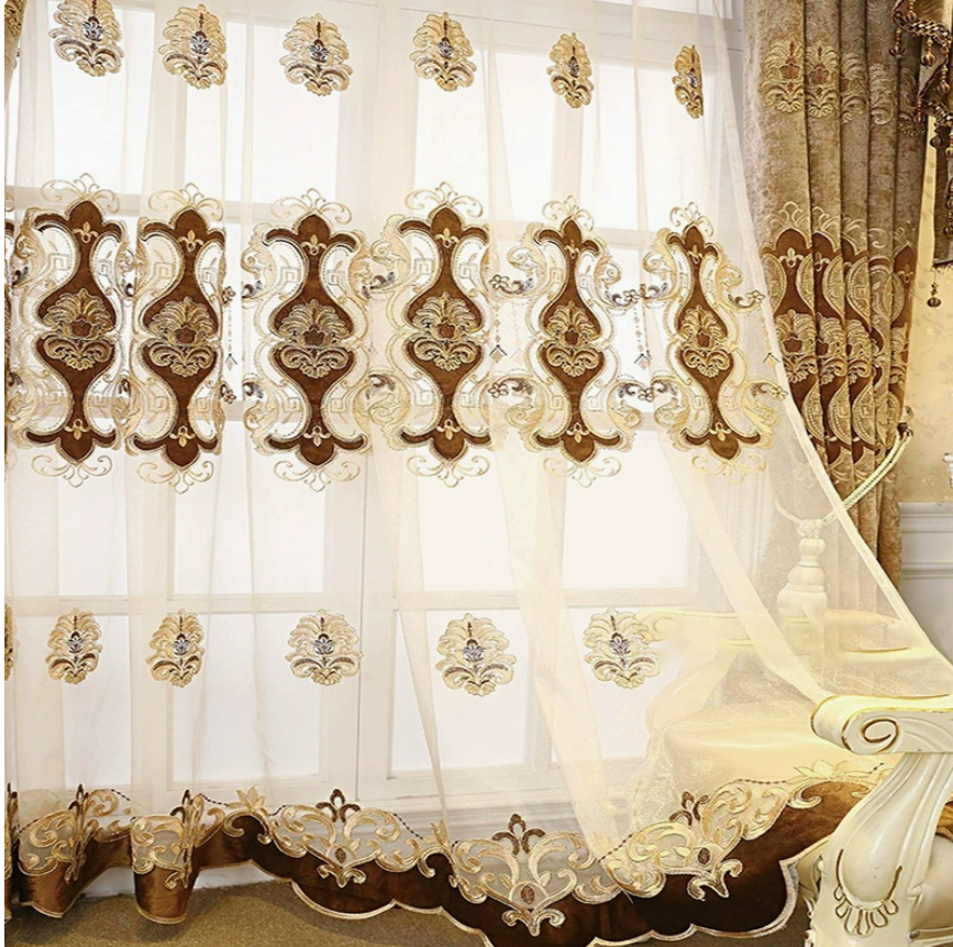 Luxury Chenille Embroidered Sheer Curtain