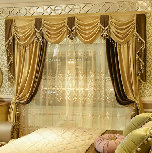 Thick Velvet Color Block Blackout Curtains - Minimalist Luxury for Home