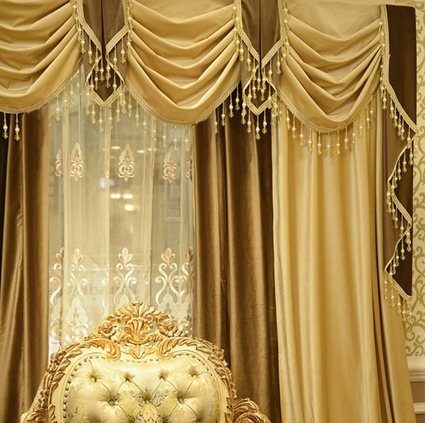 Thick Velvet Color Block Blackout Curtains - Minimalist Luxury for Home