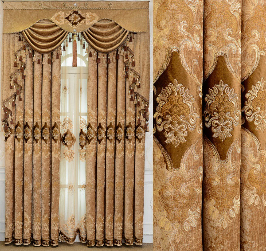 Chenille Embroidered Blackout Curtains