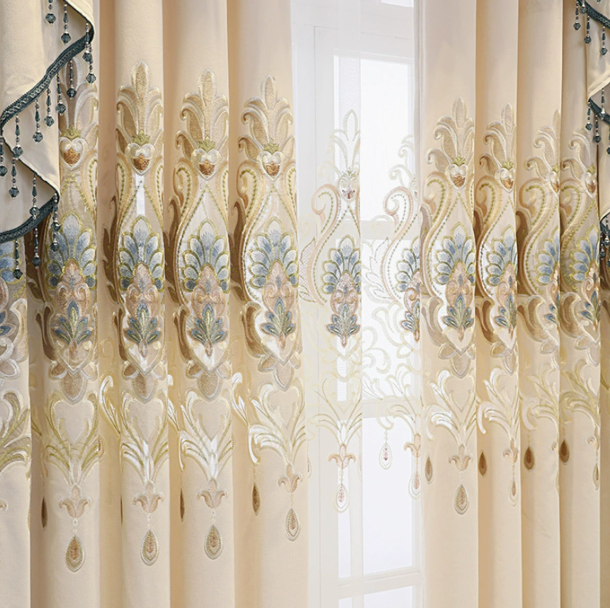 Chenille Cashmere Embroidered Blackout Curtains