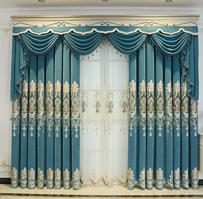 Chenille Cashmere Embroidered Blackout Curtains
